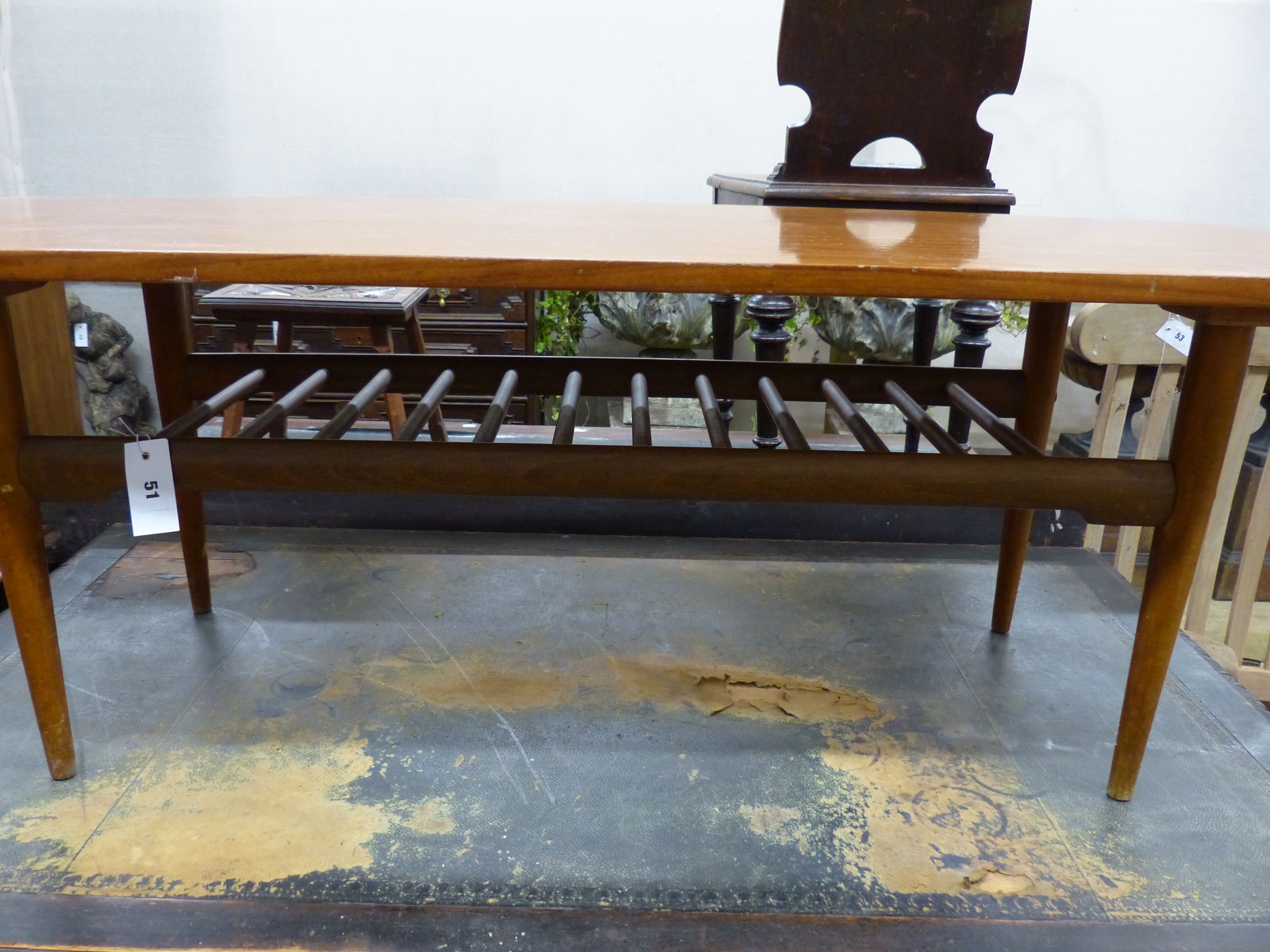 A 1960's teak coffee table, width 137cm